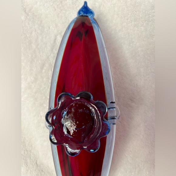 Vintage MURANO GLASS Gondola Red and Blue Glass ASHTRAY - Picture 3 of 6